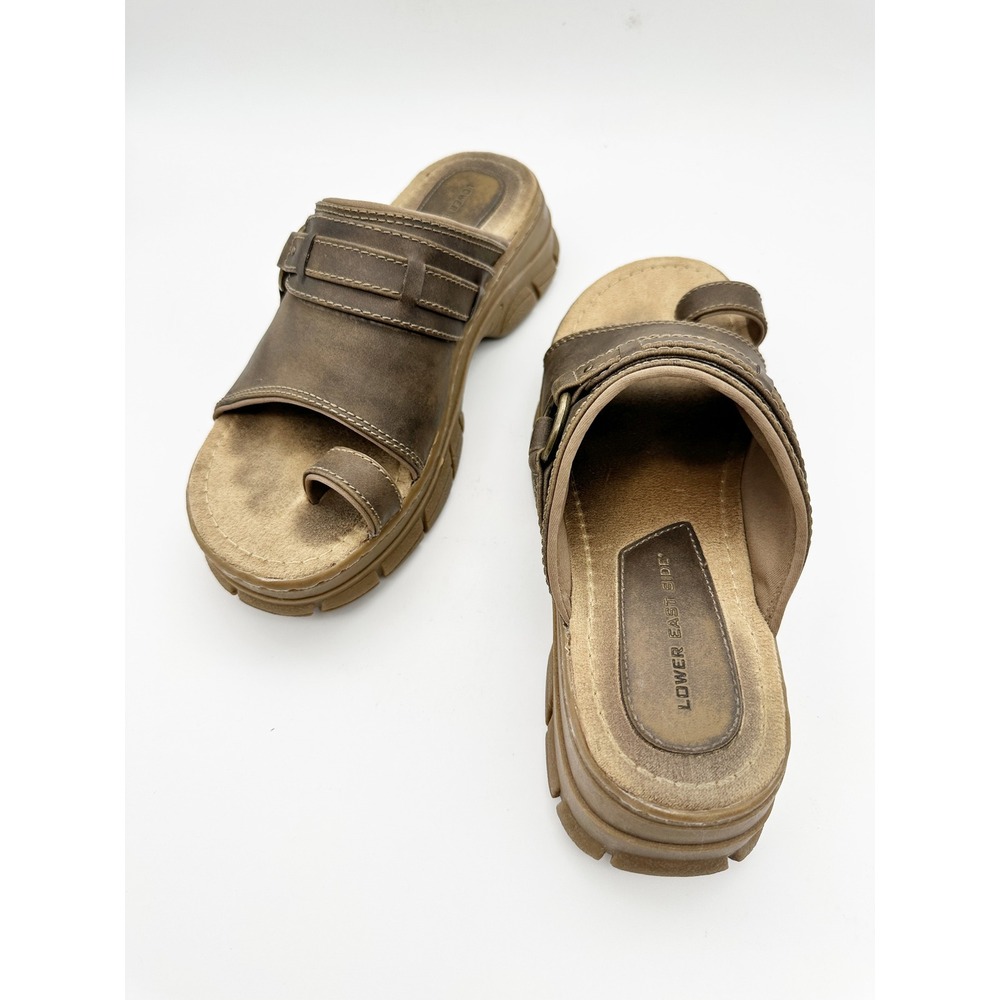 Lower East Side Y2K Brown Chunky Platform Toe Loop Sandals Size 7.5